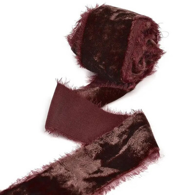 Βελούδινη κορδέλα πάχυνσης 3 υάρδων/ρολό Χειροποίητες κορδέλες με ξεφτισμένες άκρες Χριστουγεννιάτικο μπουκέτο δώρο Συσκευασία Διακοσμήσεις DIY Craft