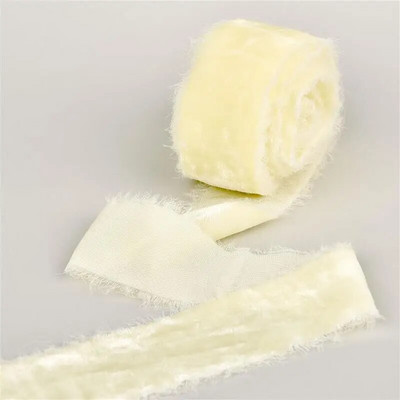 Βελούδινη κορδέλα πάχυνσης 3 υάρδων/ρολό Χειροποίητες κορδέλες με ξεφτισμένες άκρες Χριστουγεννιάτικο μπουκέτο δώρο Συσκευασία Διακοσμήσεις DIY Craft