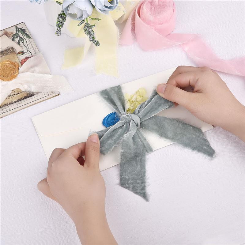 Βελούδινη κορδέλα πάχυνσης 3 υάρδων/ρολό Χειροποίητες κορδέλες με ξεφτισμένες άκρες Χριστουγεννιάτικο μπουκέτο δώρο Συσκευασία Διακοσμήσεις DIY Craft