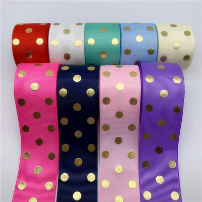 5 jardi 38 mm Grosgrain lente Karstā štancēšana Polka Dots Lente DIY Matu Bow Roku darbs Kāzu Ziemassvētku dekorēšanai