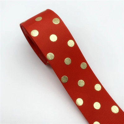 5 jardi 38 mm Grosgrain lint Kuumstantsitud täppidega lint DIY juuksepael Käsitsi valmistatud käsitöö pulmadeks jõulukaunistuseks