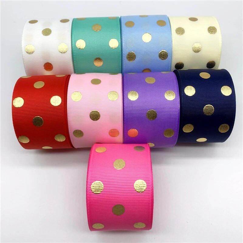 5 jardi 38 mm Grosgrain lint Kuumstantsitud täppidega lint DIY juuksepael Käsitsi valmistatud käsitöö pulmadeks jõulukaunistuseks