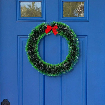 Коледен венец за входна врата Коледен лък гирлянда 25-30 см бял и зелен връх Коледен гирлянд прозорец на търговски център Christm