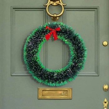 Коледен венец за входна врата Коледен лък гирлянда 25-30 см бял и зелен връх Коледен гирлянд прозорец на търговски център Christm