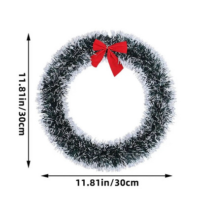 Božićni vijenac za ulazna vrata Božićna mašna vijenac 25-30 cm bijeli i zeleni vrh Božićni vijenac prozor trgovačkog centra Božić