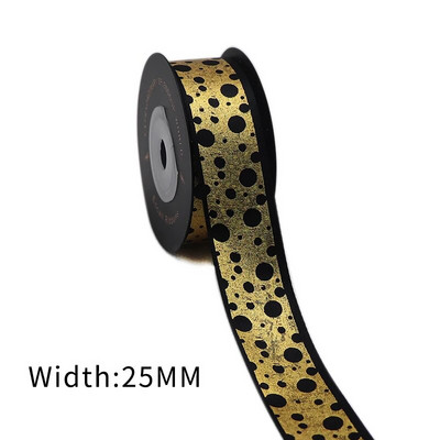 Σατέν κορδέλα με στάμπα χρυσού φύλλου 5 μέτρων για συσκευασία δώρου Συσκευασία γάμου Χριστουγεννιάτικη διακόσμηση γενεθλίων 2020122201