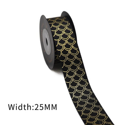 Σατέν κορδέλα με στάμπα χρυσού φύλλου 5 μέτρων για συσκευασία δώρου Συσκευασία γάμου Χριστουγεννιάτικη διακόσμηση γενεθλίων 2020122201