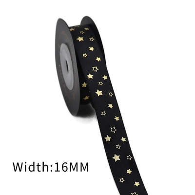 Σατέν κορδέλα με στάμπα χρυσού φύλλου 5 μέτρων για συσκευασία δώρου Συσκευασία γάμου Χριστουγεννιάτικη διακόσμηση γενεθλίων 2020122201