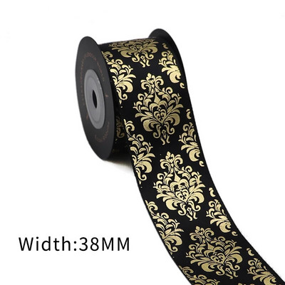 Σατέν κορδέλα με στάμπα χρυσού φύλλου 5 μέτρων για συσκευασία δώρου Συσκευασία γάμου Χριστουγεννιάτικη διακόσμηση γενεθλίων 2020122201