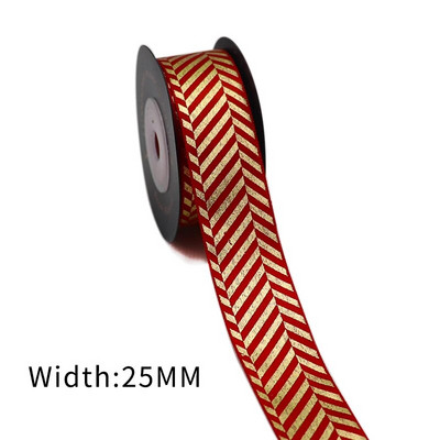 Σατέν κορδέλα με στάμπα χρυσού φύλλου 5 μέτρων για συσκευασία δώρου Συσκευασία γάμου Χριστουγεννιάτικη διακόσμηση γενεθλίων 2020122201