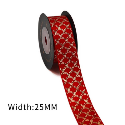 Σατέν κορδέλα με στάμπα χρυσού φύλλου 5 μέτρων για συσκευασία δώρου Συσκευασία γάμου Χριστουγεννιάτικη διακόσμηση γενεθλίων 2020122201