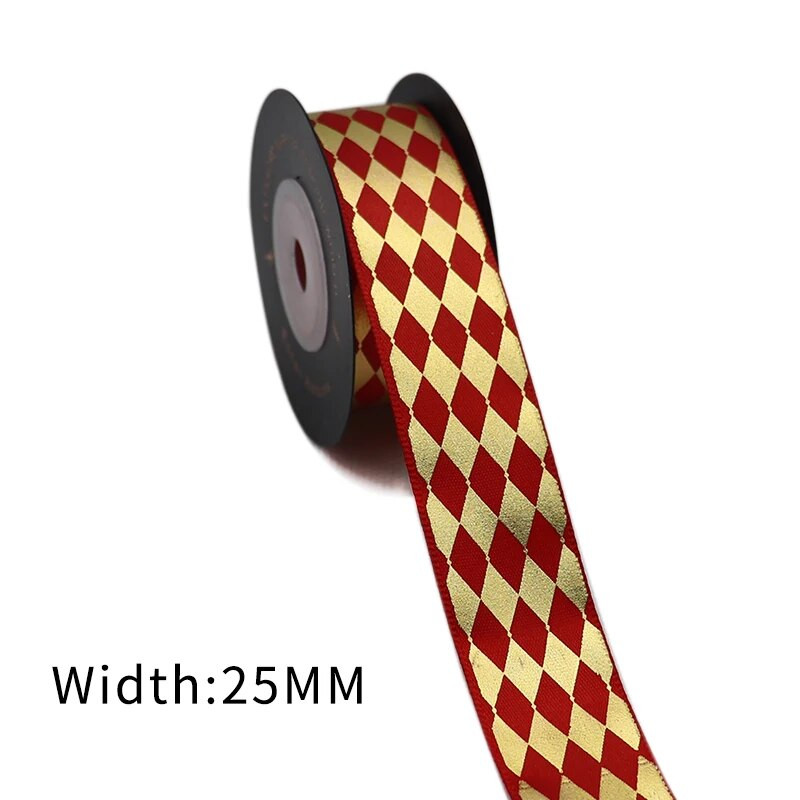 Σατέν κορδέλα με στάμπα χρυσού φύλλου 5 μέτρων για συσκευασία δώρου Συσκευασία γάμου Χριστουγεννιάτικη διακόσμηση γενεθλίων 2020122201