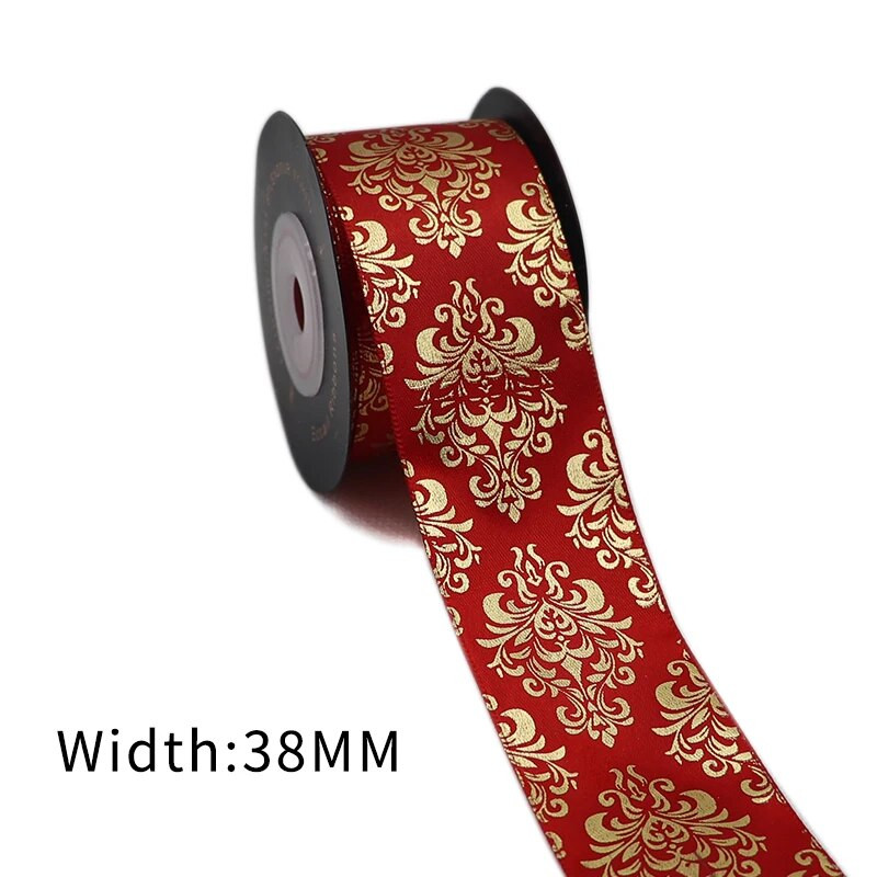 Σατέν κορδέλα με στάμπα χρυσού φύλλου 5 μέτρων για συσκευασία δώρου Συσκευασία γάμου Χριστουγεννιάτικη διακόσμηση γενεθλίων 2020122201