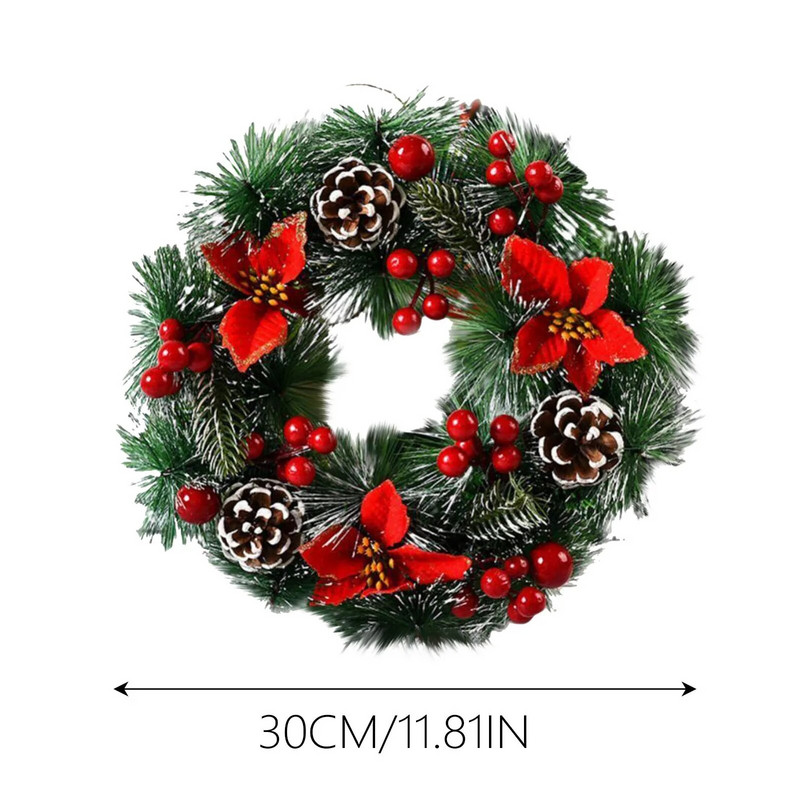 Ziemassvētku vainags Ogu vainags Mākslīgais loks priekšējās durvis Antīks vainags Plūkšana Jaukti rotājumi Ziemassvētku dekori Decoración