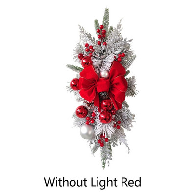 Ziemassvētku vainaga durvju sienas rotājums Jaungada vainags ar priežu čiekuriem ogas egles sarkanas lentes loks Navidad Ziemassvētku dekors