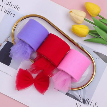6cm*25yards/Roll DIY Craft Soild Tulle Fabric Gift Bow Packaging Ribbon Big Bow Ribbon Neck Floret Tulle Ribbon Roll Продажба на едро