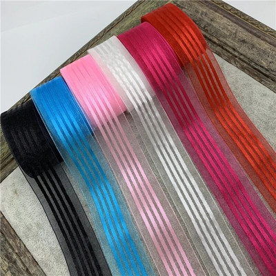 5Yards/Lot 25mm Satin Edge Organza Ribbon For Bow Hair Wedding Christmas Decoration Lace Crafts DIY Gift Package