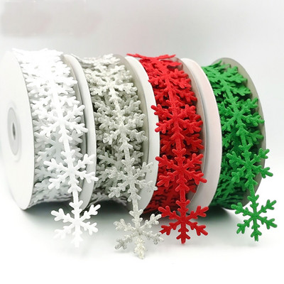 5M DIY Christmas Ribbon Non-woven Snowflake Decoration Belt  Embossed Webbing Gift Box Packing Ribbon Festival Decoration