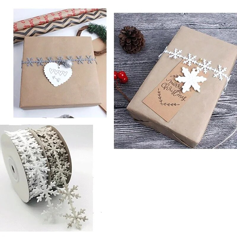 5M „pasidaryk pats“ kalėdinė juostelė, neaustinė snaigės dekoravimo juosta, reljefinė juostelė dovanų dėžutės pakavimo juostelė festivalio dekoracija
