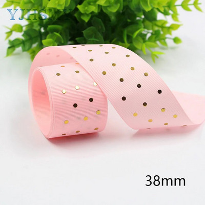 L-20609-523 1-1/2” karstā zelta punktu apdrukas lente, 5 jardi, ar rokām darināti matu aksesuāri Materiāls, bantīšu rotājumi