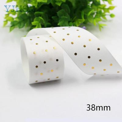 L-20609-523 1-1/2” karstā zelta punktu apdrukas lente, 5 jardi, ar rokām darināti matu aksesuāri Materiāls, bantīšu rotājumi