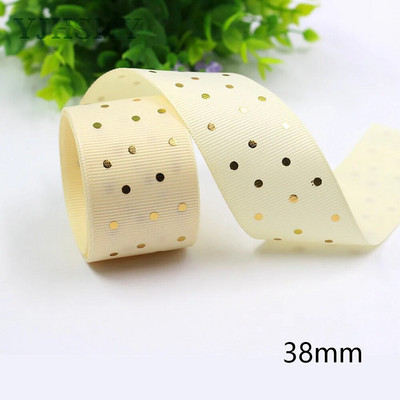 L-20609-523 1-1/2” karstā zelta punktu apdrukas lente, 5 jardi, ar rokām darināti matu aksesuāri Materiāls, bantīšu rotājumi