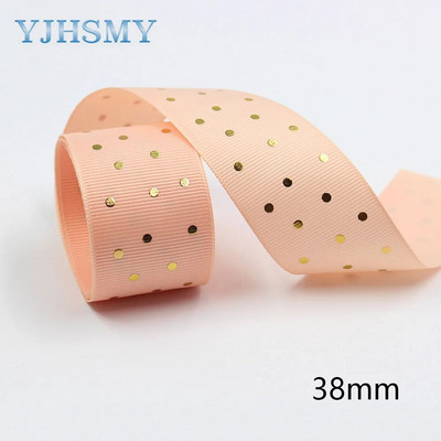 L-20609-523 1-1/2” karstā zelta punktu apdrukas lente, 5 jardi, ar rokām darināti matu aksesuāri Materiāls, bantīšu rotājumi