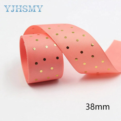 L-20609-523 1-1/2” karstā zelta punktu apdrukas lente, 5 jardi, ar rokām darināti matu aksesuāri Materiāls, bantīšu rotājumi