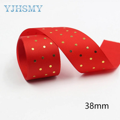 L-20609-523 1-1/2” karstā zelta punktu apdrukas lente, 5 jardi, ar rokām darināti matu aksesuāri Materiāls, bantīšu rotājumi