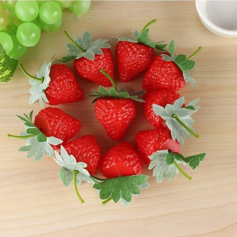 20τμχ Artificial Strawberry DIY Artificial Fruits Νηπιαγωγείο Πλαστικά Ψεύτικα Φρούτα για Χριστουγεννιάτικο Διακοσμητικό Γάμου σπιτιού