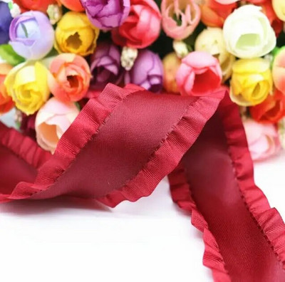 5 jardi Falbala volānveida lente Lotosa lapu lentes 7/8" 22 MM/1,5" 38 MM matu bantēm DIY Amatniecība ar rokām darināti aksesuāri M19041602
