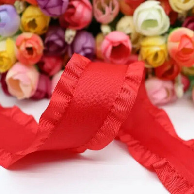 5 jardi Falbala volānveida lente Lotosa lapu lentes 7/8" 22 MM/1,5" 38 MM matu bantēm DIY Amatniecība ar rokām darināti aksesuāri M19041602