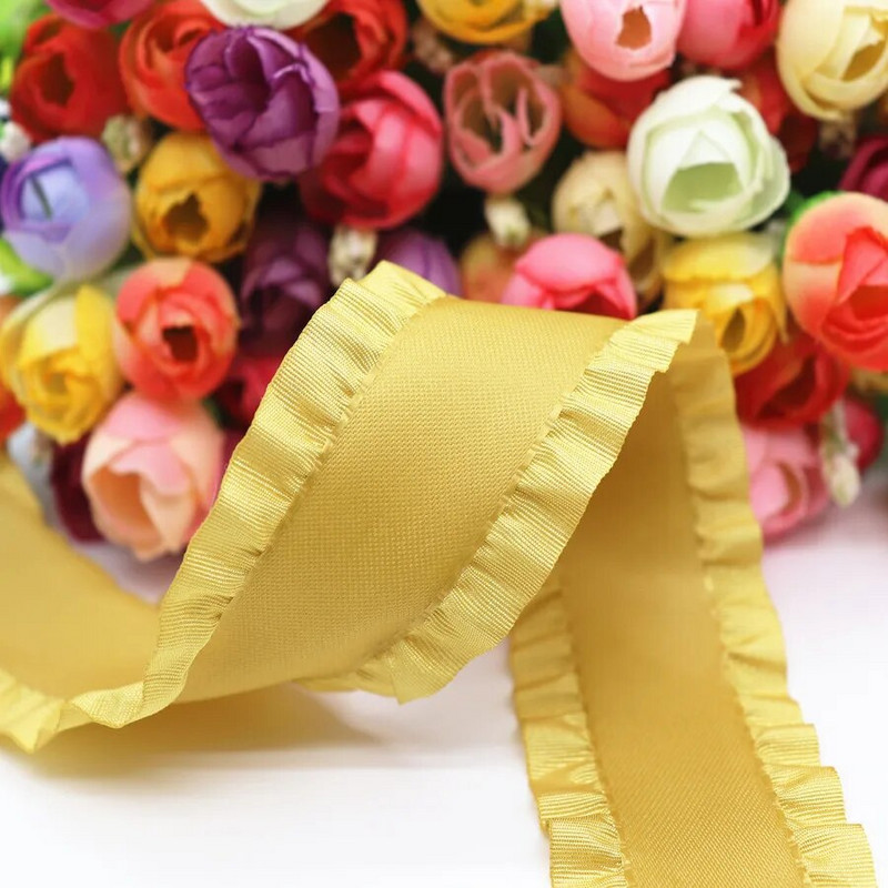 5 jardi Falbala volānveida lente Lotosa lapu lentes 7/8" 22 MM/1,5" 38 MM matu bantēm DIY Amatniecība ar rokām darināti aksesuāri M19041602