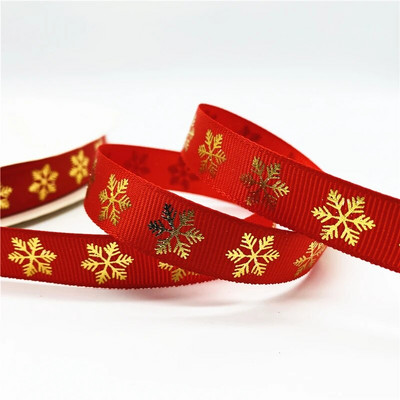 5 jardų 10/15/25 mm kalėdinio dekoro Grosgrain juostelė, spausdinta Kalėdų snaigės juostelė, skirta rankų darbo dizaino kalėdiniam papuošimui