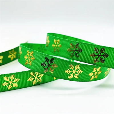 5 jardų 10/15/25 mm kalėdinio dekoro Grosgrain juostelė, spausdinta Kalėdų snaigės juostelė, skirta rankų darbo dizaino kalėdiniam papuošimui