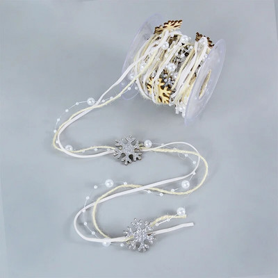 1 m/2 m Pentagrammas pērlīšu virtenes sniegpārsliņu ķēdes lente mājas kāzu dekorēšanai Ziemassvētku dāvanu iesaiņošanai Amatniecības iesaiņojuma piederumi.