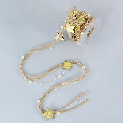 1 m/2 m Pentagrammas pērlīšu virtenes sniegpārsliņu ķēdes lente mājas kāzu dekorēšanai Ziemassvētku dāvanu iesaiņošanai Amatniecības iesaiņojuma piederumi.