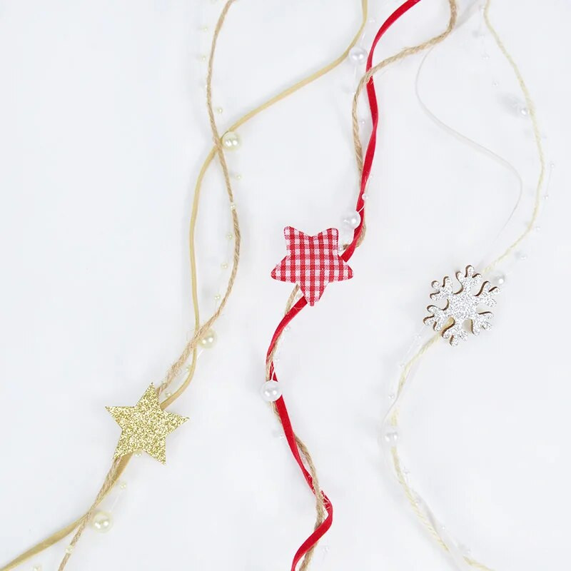 1 m/2 m Pentagrammas pērlīšu virtenes sniegpārsliņu ķēdes lente mājas kāzu dekorēšanai Ziemassvētku dāvanu iesaiņošanai Amatniecības iesaiņojuma piederumi.