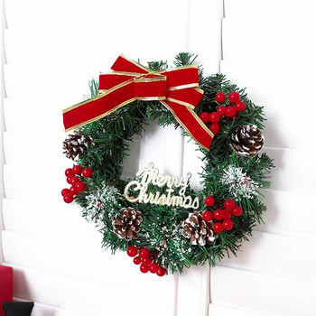 1pc 25CM Simulation Christmas Pine Needles Pine Bow Wreath Home Hotel Shopping Mall Christmas Party Decoration 81026R10
