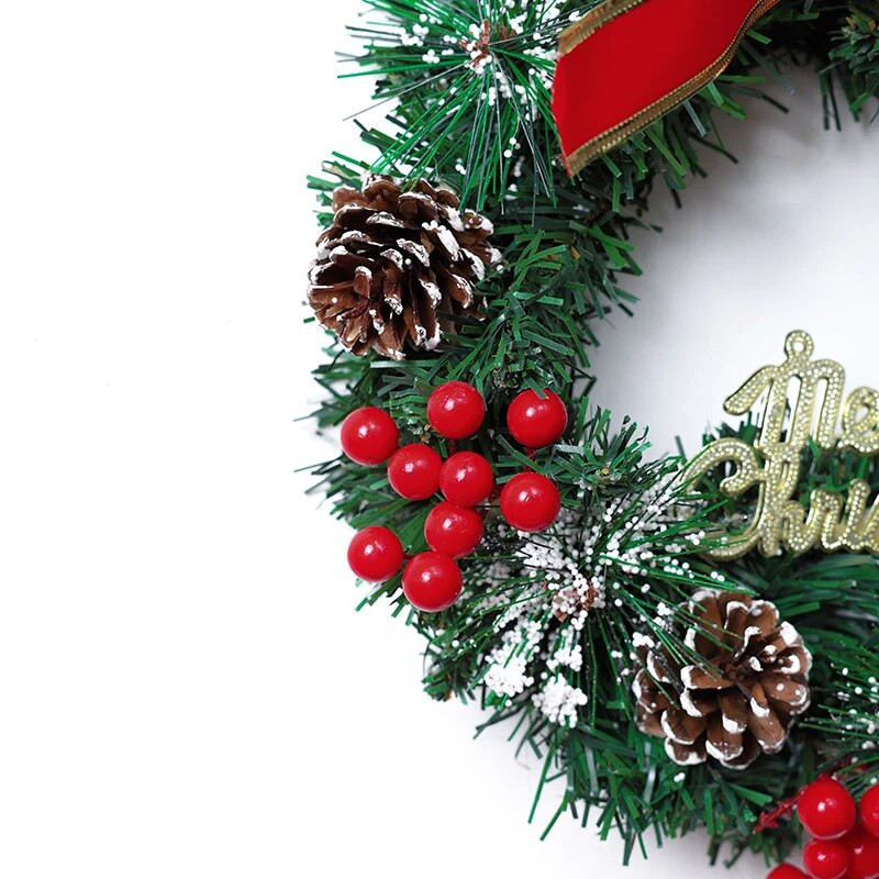 1gab 25CM Simulācija Ziemassvētku priežu skujas Priežu loka vainags Mājas Viesnīcas iepirkšanās centrs Ziemassvētku ballītes dekorēšana 81026R10