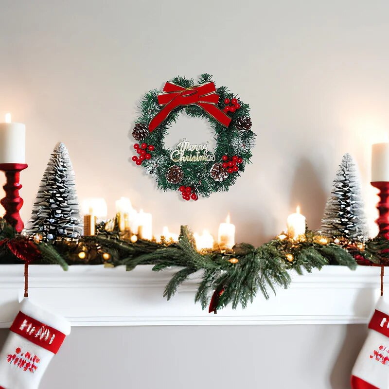 1gab 25CM Simulācija Ziemassvētku priežu skujas Priežu loka vainags Mājas Viesnīcas iepirkšanās centrs Ziemassvētku ballītes dekorēšana 81026R10