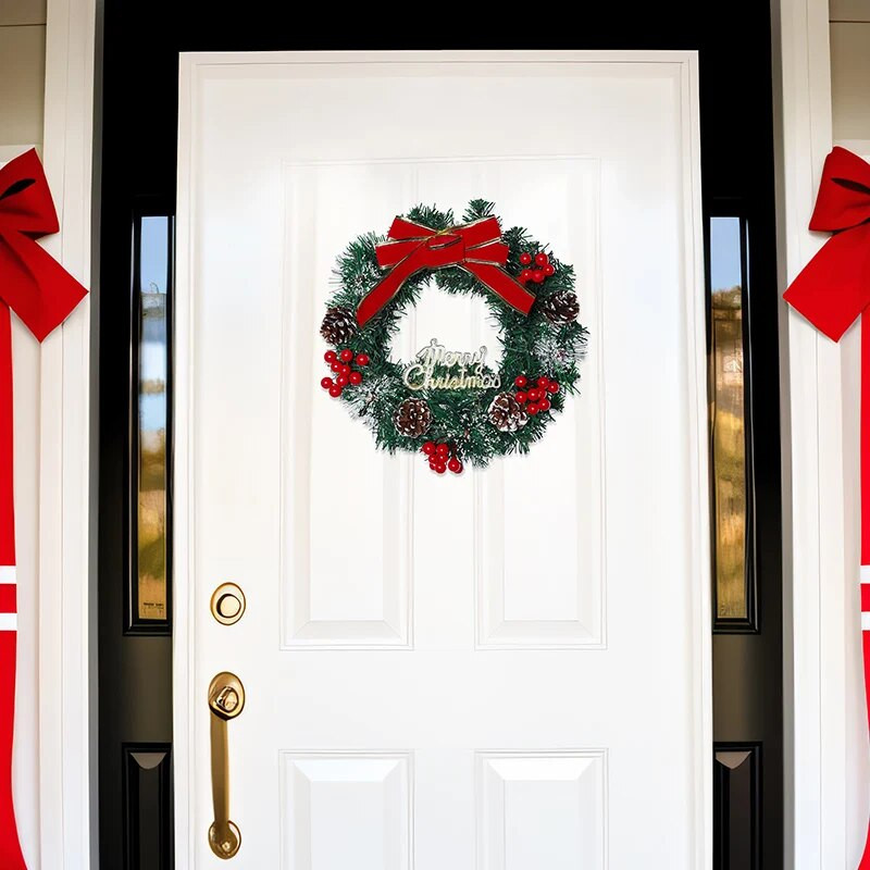 1gab 25CM Simulācija Ziemassvētku priežu skujas Priežu loka vainags Mājas Viesnīcas iepirkšanās centrs Ziemassvētku ballītes dekorēšana 81026R10