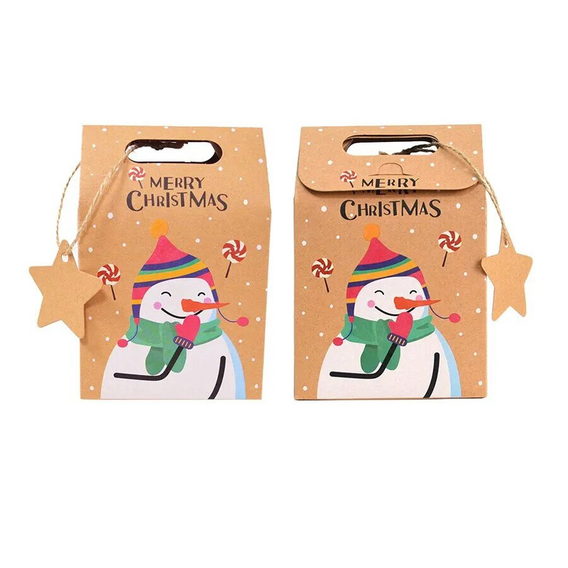 6 vnt Linksmų Kalėdų saldainių dovanų dėžutė su etikete kraftpopieriniai sausainiai dovanų pakavimo maišeliai 2023 m. Kalėdų vakarėlio namų dekoravimas