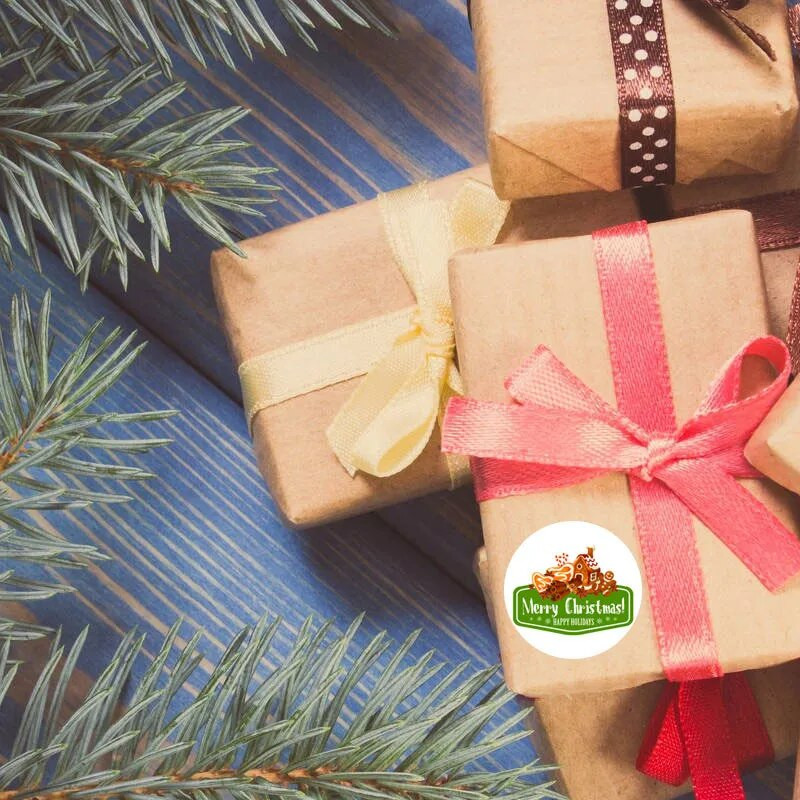 1/1,5 colio karvės odos Linksmų Kalėdų sniego senio seno žmogaus lipdukas Kalėdų vakarėlio dekoro lipdukas Naujųjų metų dovanų dėžutės sandarus kepimo pyragas