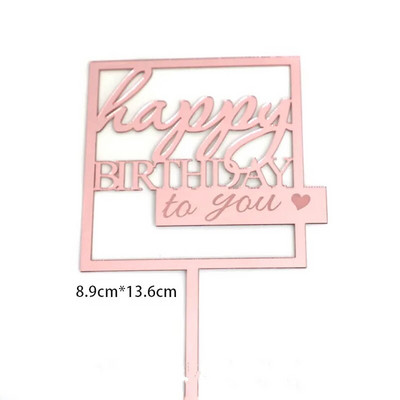 Šoninės apvalios su gimtadieniu tortų tvarsčiai rožinio aukso aukščiausios klasės akriliniai vaikų gimtadienio tortų papuošimai kūdikių dušo dovanoms