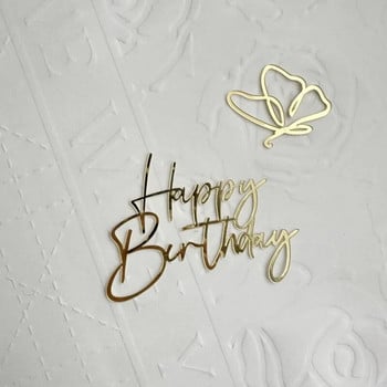 Happy Birthday Cake Topper Side Acrylic for Happy Birthday Cake Topper Acrylic Butterfly Party Cake Decoration