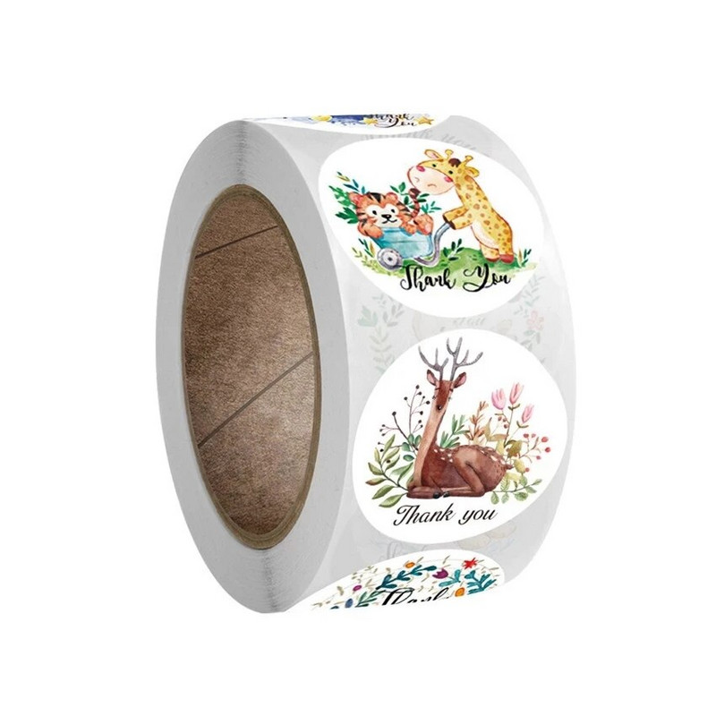 Mieli lipdukai 100-500 vnt. Gyvūnų padėkos lipdukai Triušis dramblys Dovana Dekoras Antspaudų etiketės Vaikų apdovanojimų dienoraščio iškarpų knygelė Kanceliarinės prekės