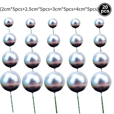 20 vnt. torto viršelis auksinis sidabrinis rutulys su gimtadieniu.