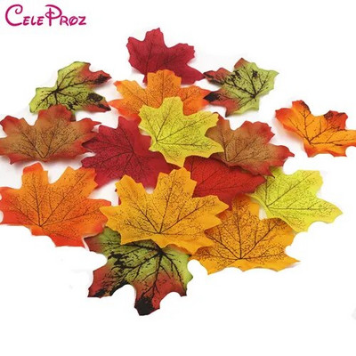50/100 vienetų dirbtinio šilko klevo lapų audinys, medžio lapas, pasidaryk pats, vestuvių gimtadienio renginys įvairiaspalvis rudens rudens teminis vakarėlio dekoras