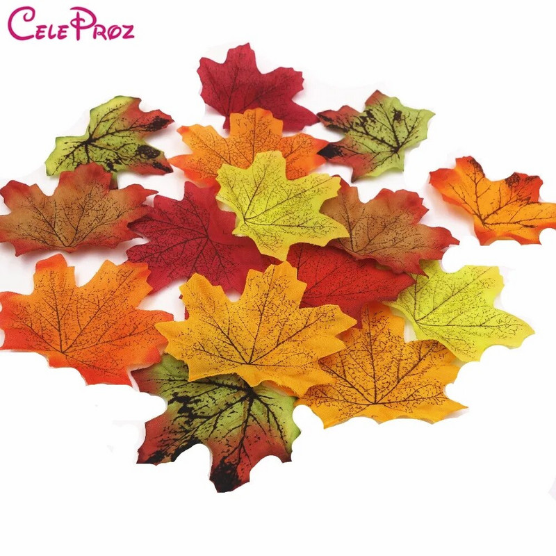 50/100 vienetų dirbtinio šilko klevo lapų audinys, medžio lapas, pasidaryk pats, vestuvių gimtadienio renginys įvairiaspalvis rudens rudens teminis vakarėlio dekoras